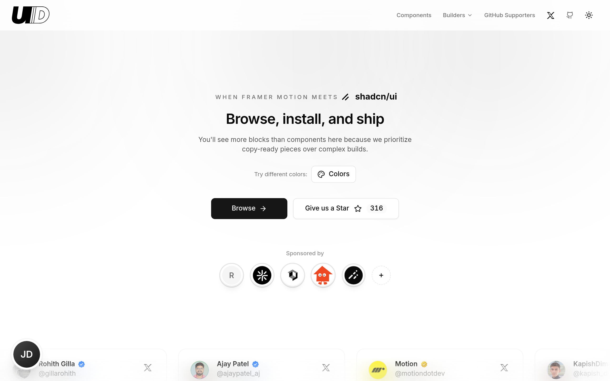 UI Components, Blocks & Pages